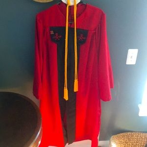 Rutgers Graduation Gown, hood & tassles